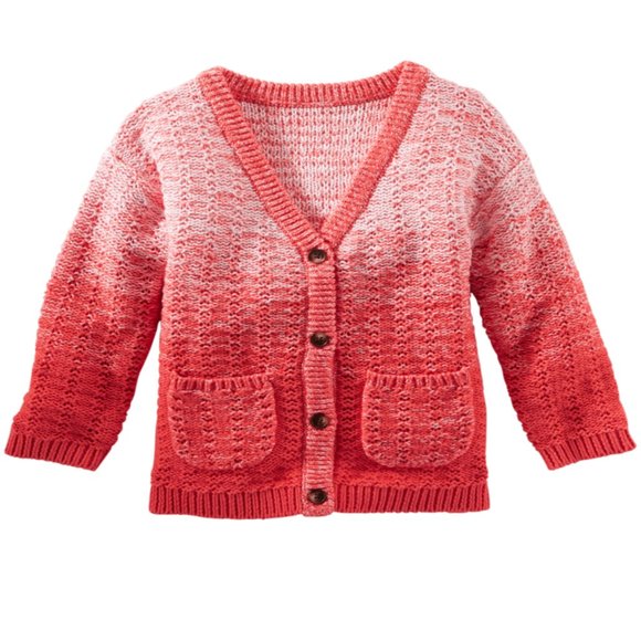 OSHKOSH B'GOSH Baby Girls Knit Cotton Cardigan Ombre Sweater with Pocket… - Picture 2 of 5